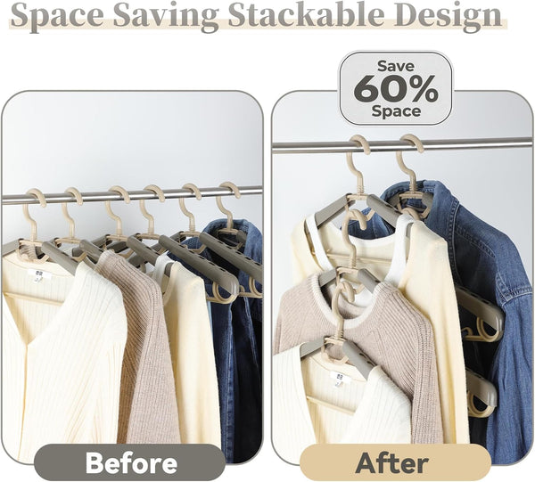 6-Pack Heavy Duty Plastic Extra-Wide Arm 15"-23" Suits Clothes Hangers with Swivel Hooks,Perfect for Coat,Jacket,Dress,Shirt,Trousers or Closet