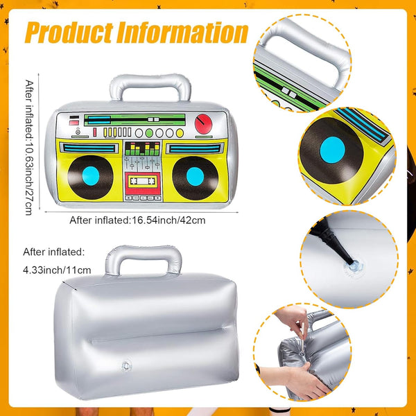 2 Pieces Inflatable Radio Boombox Inflatable Mobile Phone Props for 80S 90S Party Decorations Hip Hop Theme Birthdays Party Supplies