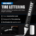Pelto White Paint Tire Marker For Tire Lettering 4-Pack, Permanent Tire Pen | Permanent Tire Paint Pens with Weatherproof Ink Designed to Last on