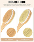 Metene Shower Brush with Soft and Stiff Bristles, Bath Dual-Sided Long Handle Back Scrubber Body Exfoliator for Wet or Dry Brushing 1 Count (Pack