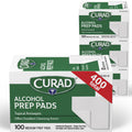 CURAD Alcohol Prep Pads (Pack of 4 Boxes) | 400 Pieces of Medium Isopropyl Alcohol Wipes Individually Wrapped | First Aid Alcohol Swabs for Cuts &