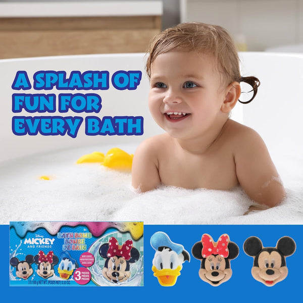 Mickey Minnie and Donald Duck Bath Bombs for Kids, Fun Bright Rainbow Colors, Berry Scented for Kids, Ages 3+, by Townley Girl Disney Mickey