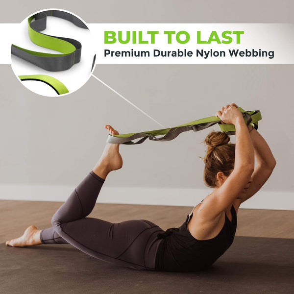 Gradient Fitness Stretching Strap for Physical Therapy, 12 Multi-Loop Stretch Strap 1.5" W x 8' L, Neoprene Handles, Physical Therapy Equipment,