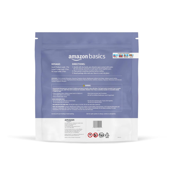 Amazon Basics Laundry Detergent Pacs, Lavender Scent, HE Compatible, 120 Count Lavender 120 Count (Pack of 1)