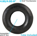 Marathon 4.80/4.00-8" Ribbed Tread Replacement Pneumatic (Air-Filled) Tire and Inner Tube Set, Fits 8-Inch Wheel/Rim, Wheelbarrow/Garden Cart/Lawn