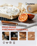 Katbite Unbleached Parchment Paper Roll, 15in x 242ft, 300 Sq.Ft, Non-Stick with Serrated Cutter for Baking, Cooking, Air Fryer 15 in x 242 ft