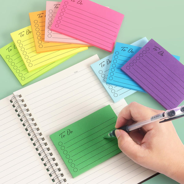 Eastern Wolf 9 Pads to Do Lined Sticky Notes, 9 Bright Multi Colors Self-Stick Note Pads, 3x4 Inch with Line Adhesive Memo Sticky Notes Notepad,
