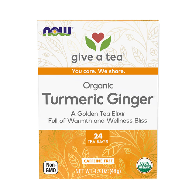 Give a Tea Organic Turmeric Ginger Tea, Caffeine-Free, USDA Certified Organic, N