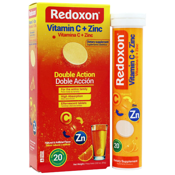 Redoxon Vitamin C + Zinc, Effervescent Tablets of Vitamin C and Zinc, Helps Support Your Immune System, Orange Flavor, 20 Effervescent Tablets,