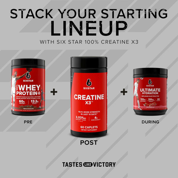 Six Star Creatine Pills, X3 (60 Caplets) - Creatine for Women & Men - Creatine Capsules Support Muscle Strength - Pre & Post Workout Creatine