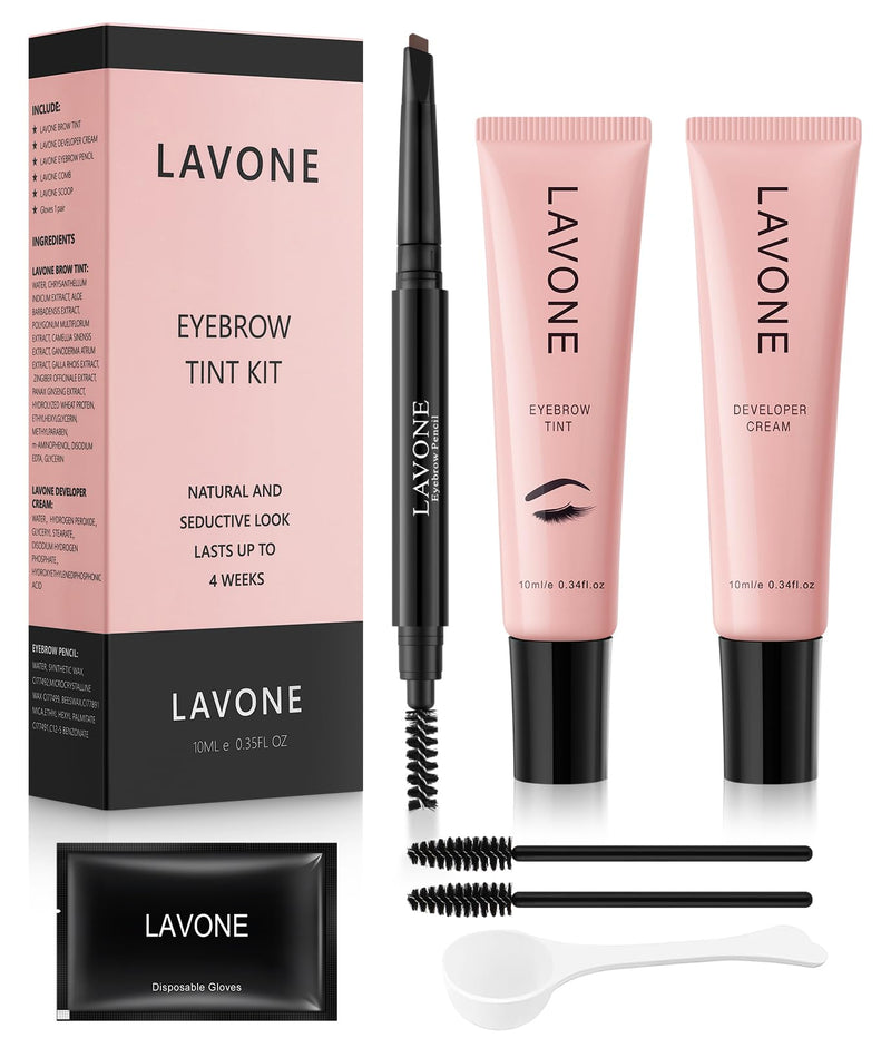 Eyebrow Color Kit with Brow Color & Eyebrow Pencil, 2-in-1 Natural Effects Eyebrow Makeup Set, Easy & Safe to Use 10ml - #01ZM Black Brown