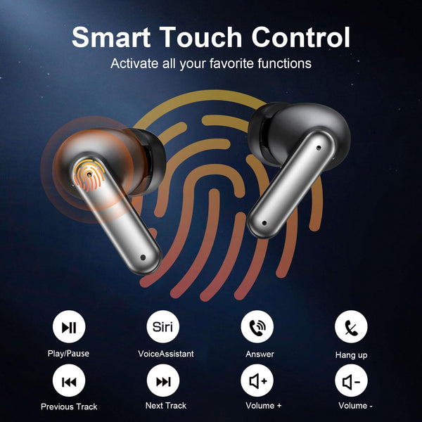 ZIUTY Wireless Earbuds, 2025 Bluetooth Headphones, 50Hrs Stereo Deep Bass Ear Buds with Power Display Charging Case, Buit in Mic, IPX5 Waterproof