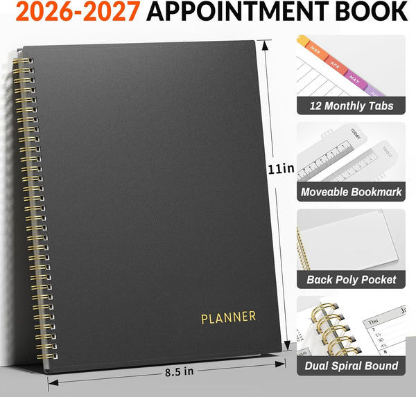 SUNEE 2025-2026 Appointment Book, Quarter-Hourly, Weekly & Monthly - from July 2025 to June 2026, 8.5"X11" Academic Planner, Flexible Cover, Note