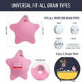 Bathtub Overflow Drain Cover with 5 Suction Cups, Pink | Adds 3-4 Inches of Water Depth, Starfish-Shaped Silicone Bath Tub Drain Plug