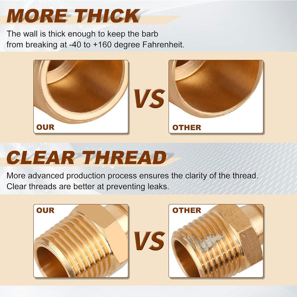 5pcs Brass Hose Barb Fittings 5/16 Inch Barb to 1/4 Inch NPT Male Thread Air Hose Fittings Adapter Connector Water Fuel Air Line Fittings 5/16” ×
