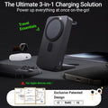 Kysson Foldable 3 in 1 Charging Station for Multiple Devices, Travel Wireless Charger for MagSafe Charger Stand, Magnetic Charging Stand for