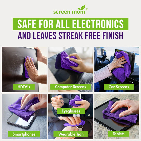 Screen Mom Screen Cleaner Spray and Microfiber Cloth 16Oz Screen Cleaner Spray and Wipe for TV, Laptop, Computer, Phone, Ipad, Car Screen Cleaning