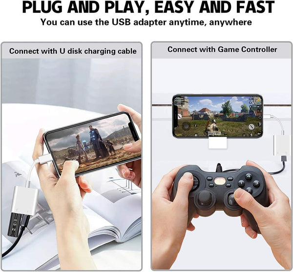 [Apple MFi Certified] Lightning to USB Camera Adapter for iPhone, OTG Adapter With Fast Charging Port, Compatible With iPhone/iPad/Card