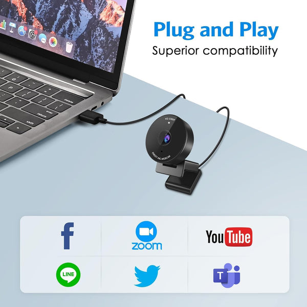 EMEET C950 1080P Webcam - USB Webcam with Microphone & Physical Privacy Cover, Auto Light Correction, Fixed Focus, USB Plug & Play, Ultra Web Cam