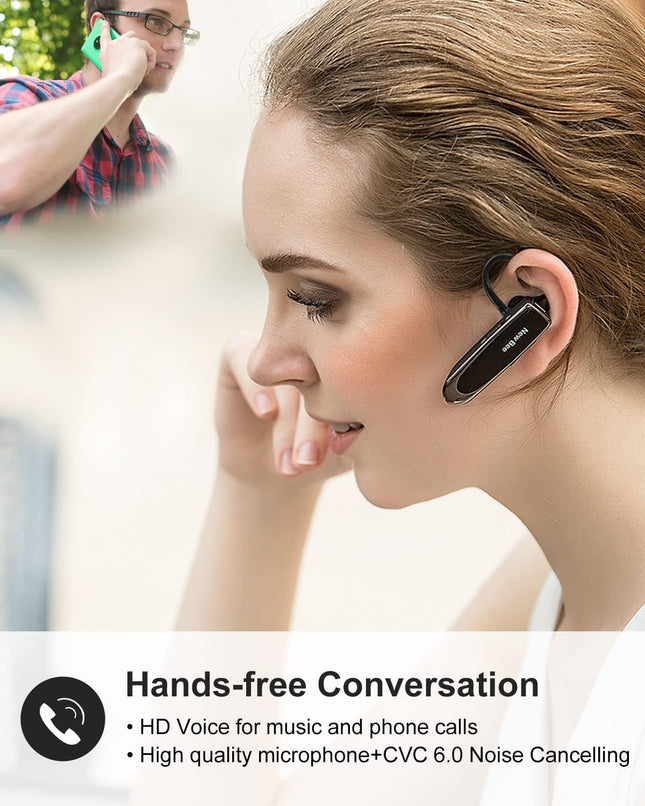 New Bee Bluetooth Earpiece V5.0 Wireless Handsfree Headset with Microphone 24 Hrs Driving Headset 60 Days Standby Time f
