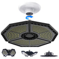 KERNOWO LED Garage Lights, 140W 18500 Lumens Garage Ceiling Lighting, 6000K Daylight with Deformable Three Panels Light Fixture E26/E27 Triple