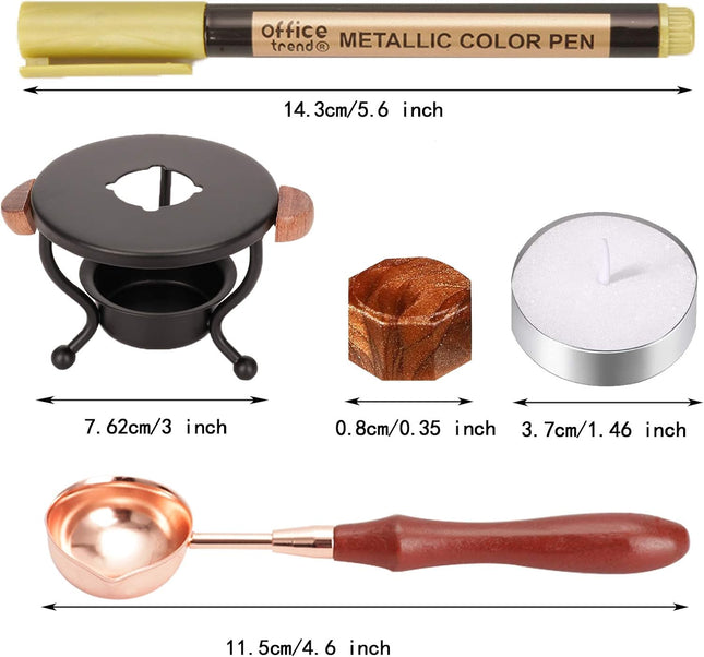 YIPLED Sealing Wax Kit - 728 Pcs with 24 Color Beads, 2 Pens, Warmer, Stamp Spoon and Candles for Gift & Envelope Sealin