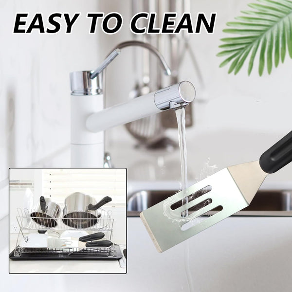 【2 Pack】 Small Metal Spatula Set, Mini Stainless Steel Serving Spatulas for Kitchen Use, Ideal for Flipping Pancake, Brownie, Cookie, Cake, Egg –