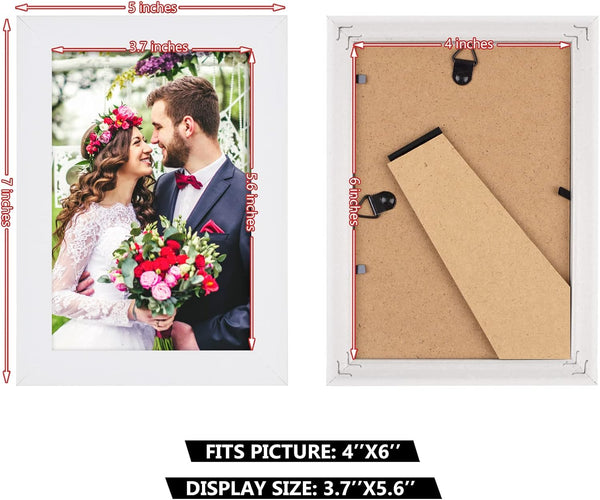 PECULA 2 Pack 4x6 Frames, White Wall & Tabletop Display, Clear Photo Frame White 4x6in