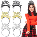 Amosfun HAPPY NEW YEAR Headband Tiara New Years Party Favors Gold Silver Black 12 Pieces