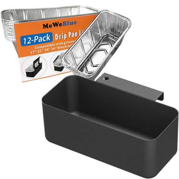 Grease Catcher for Blackstone Griddle with 12 Pack Blackstone Grease Cup Liners, Griddle Accessories Kit Narrow Hook