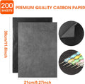 200 Sheets Carbon Paper Black Graphite Paper Transfer Tracing Paper and 5 Pieces Ball Embossing Styluses for DIY Woodworking, Paper, Canvas and