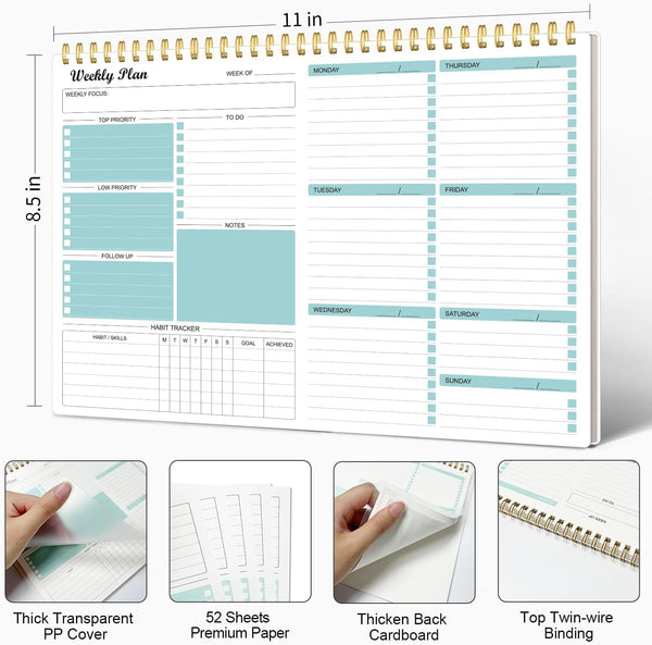 Weekly Planner Notepad Undated Weekly Goals Schedule Planner To Do List Notebook Planning Pad Calendars Organizers Habit Tracker Journal for Man &