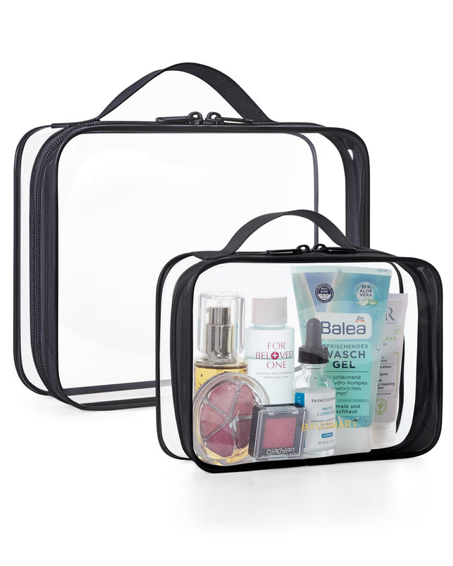 BAGSMART TSA Approved Clear Toiletry Bag, 2 Packs Quart Size Water Resistant Mak