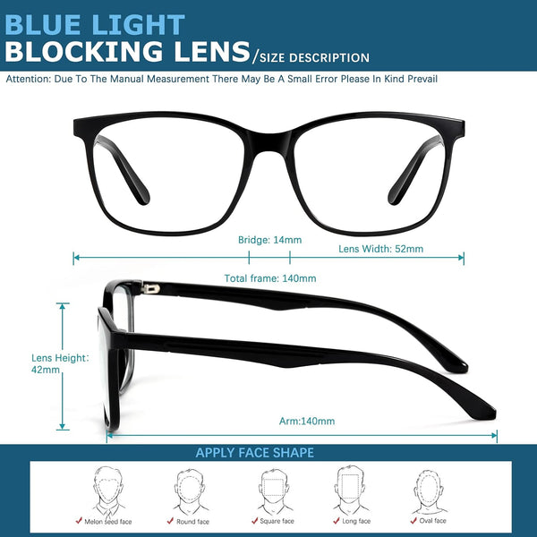 Oilway Blue-Light Blocking Glasses Computer Reading/Gaming/TV/Phones Glasses Fashion Anti Eyestrain Glasses for Women Men（A5 Black + Black leopard