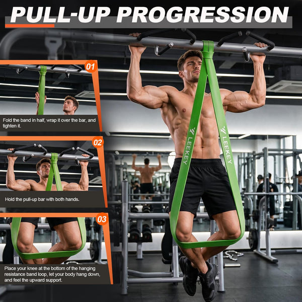 LEEKEY Resistance Bands, Exercise Bands with Handles,Pull up Assist Bands - Band Set with Door Anchor - Bands for Working Out,Band for Men and