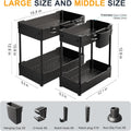 Sevenblue 2 Pack Under Sink Organizer, Under Bathroom Cabinet Organizer with Hooks Hanging Cup, Multi-Purpose Storage Shelf for Kitchen Bathroom,