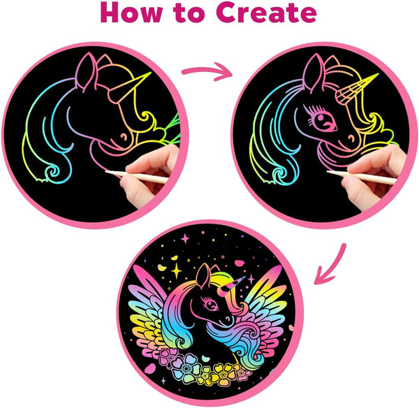 ZMLM Rainbow Scratch Paper Art Crafts, 100PCS Rainbow Scratch Paper Art for 3 4 5 6 7 8 9 Years Old Girls Boys, Arts and Crafts for Kids 4-6,