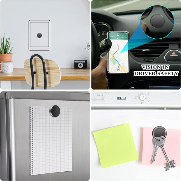 TOODOO 4 Pieces Magnetic Phone Car Mount Flat Cell Phone Holder Universal Stick on Flat Magnetic Car Mount for Dashboard Wall Windshield Table