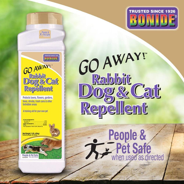 Bonide Go Away! Rabbit, Dog, & Cat Repellent Granules, 1 lb Ready-to-Use, Keep Dogs off Lawn, Garden, Mulch & Flower Beds | Ready-to-Use, Keep