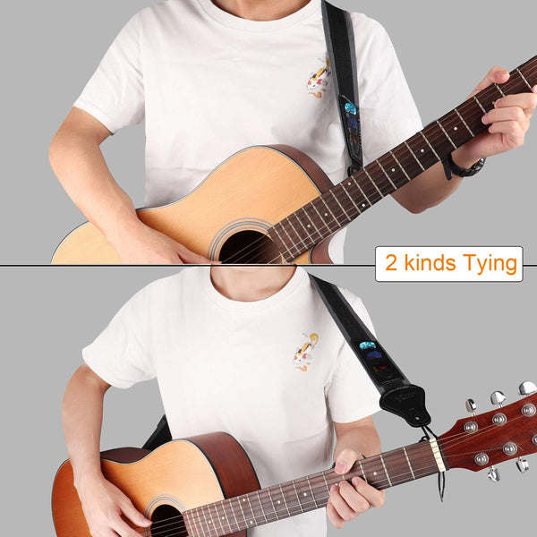 Mr.Power Guitar Strap 36.6in - 65in with 3 Pick Holders for Electric Acoustic Guitar, Nylon Strap for Your Family Friend Love Guitarists