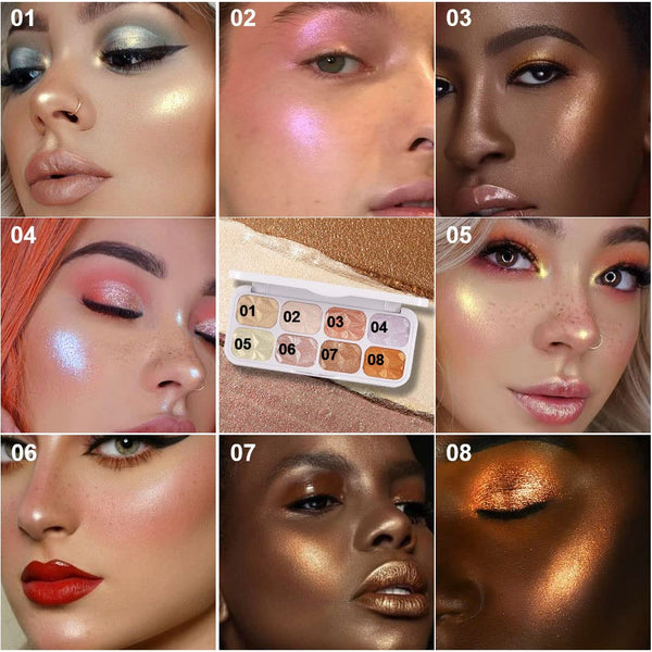 evpct 8 Colors Highlighter Makeup Palette for Face Highlighters & Luminizers iluminadores de maquillaje profesional Gold Cheek Diamond Shimmer