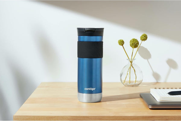 Contigo Byron Vacuum-Insulated Stainless Steel Travel Mug, 20oz - Leak-Proof Lid, BPA-Free, Blue Corn - Perfect Reusable Cup for Coffee or Water;