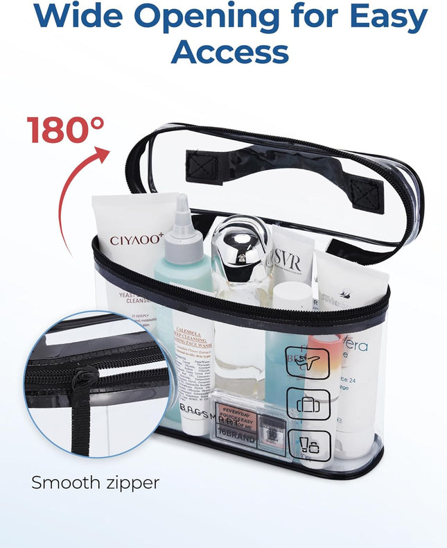 BAGSMART TSA Approved Toiletry Bag, 3 Pack Clear Makeup Cosmetic Bag Organizer, 