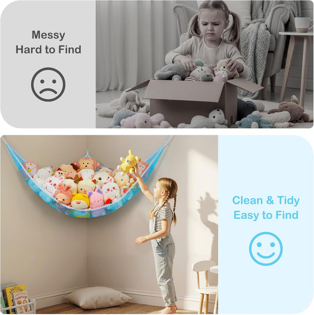 Basumee Stuffed Animals Net or Hammock with LED Light Hanging Toy Net Hammock fo