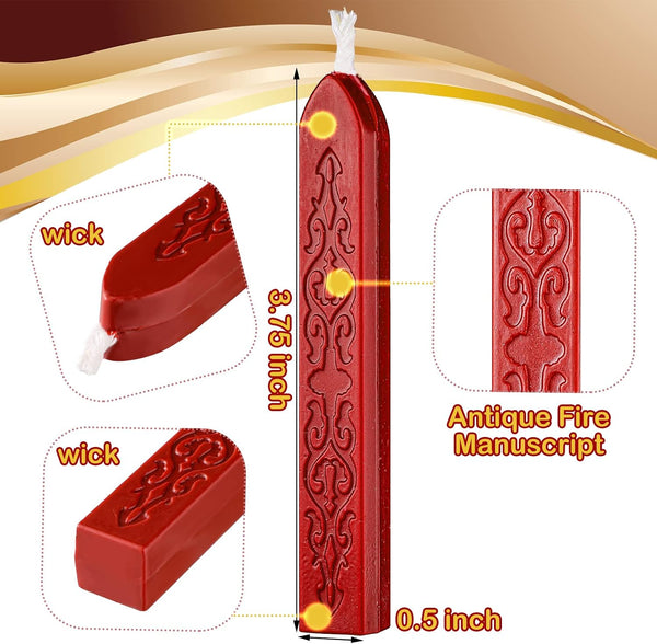 Bememo 12 Pieces Sealing Wax Sticks with Wicks Antique Fire Manuscript Sealing Wax for Seal Stamp(Christmas Color)