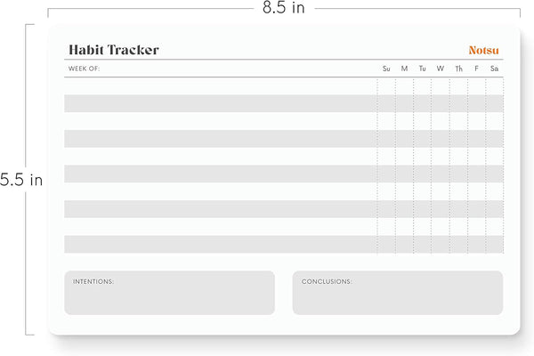 Notsu Weekly Habit Tracker Notepad | Goals Planner Pad and Self Care to Do List | 50 Tear off Pages, 8.5Ã¢ÂÂ X 5.5Ã¢ÂÂ