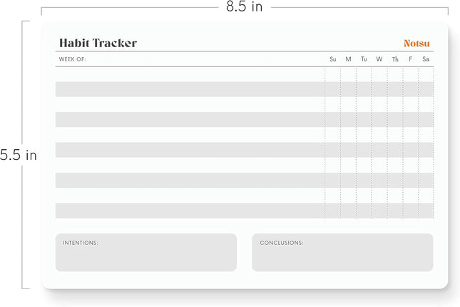 Notsu Weekly Habit Tracker Notepad | Goals Planner Pad and Self Care to Do List 