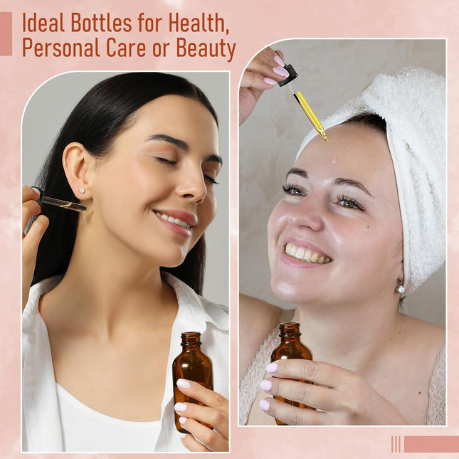 4 Pack, 100Ml Dropper Bottles with 2Pcs Glass Pipettes(1Ml) - Essential Oils Bottles for Health, Personal Care & Beauty 