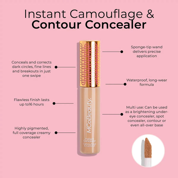 Mcobeauty Instant Concealer Camouflage & Contour, Medium, Perfecting Contour with Flawless Coverage, Vegan, Cruelty Free Cosmetics