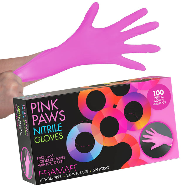 FRAMAR Pink Gloves Disposable Latex Free Ã¢ÂÂ Pink Nitrile Gloves Medium, Late